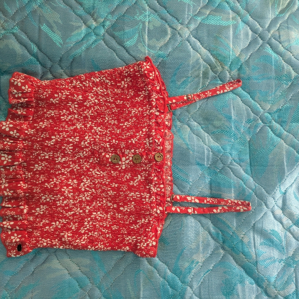Red floral tank top